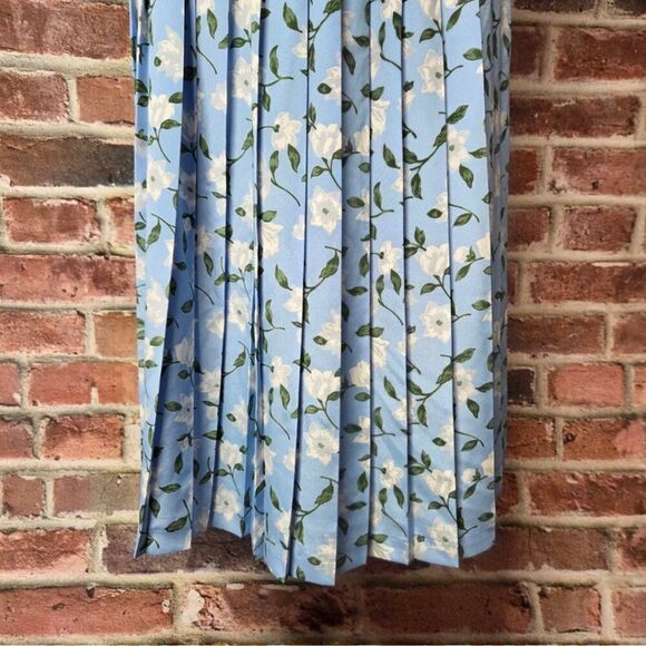 Vintage 70s Women's LESLIE FAYE Short Sleeves Floral Pleated Midi Dress 12P - Picture 4 of 7